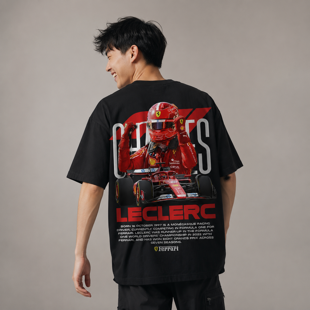 Charles Leclerc Ferrari Graphic Oversized T-Shirt