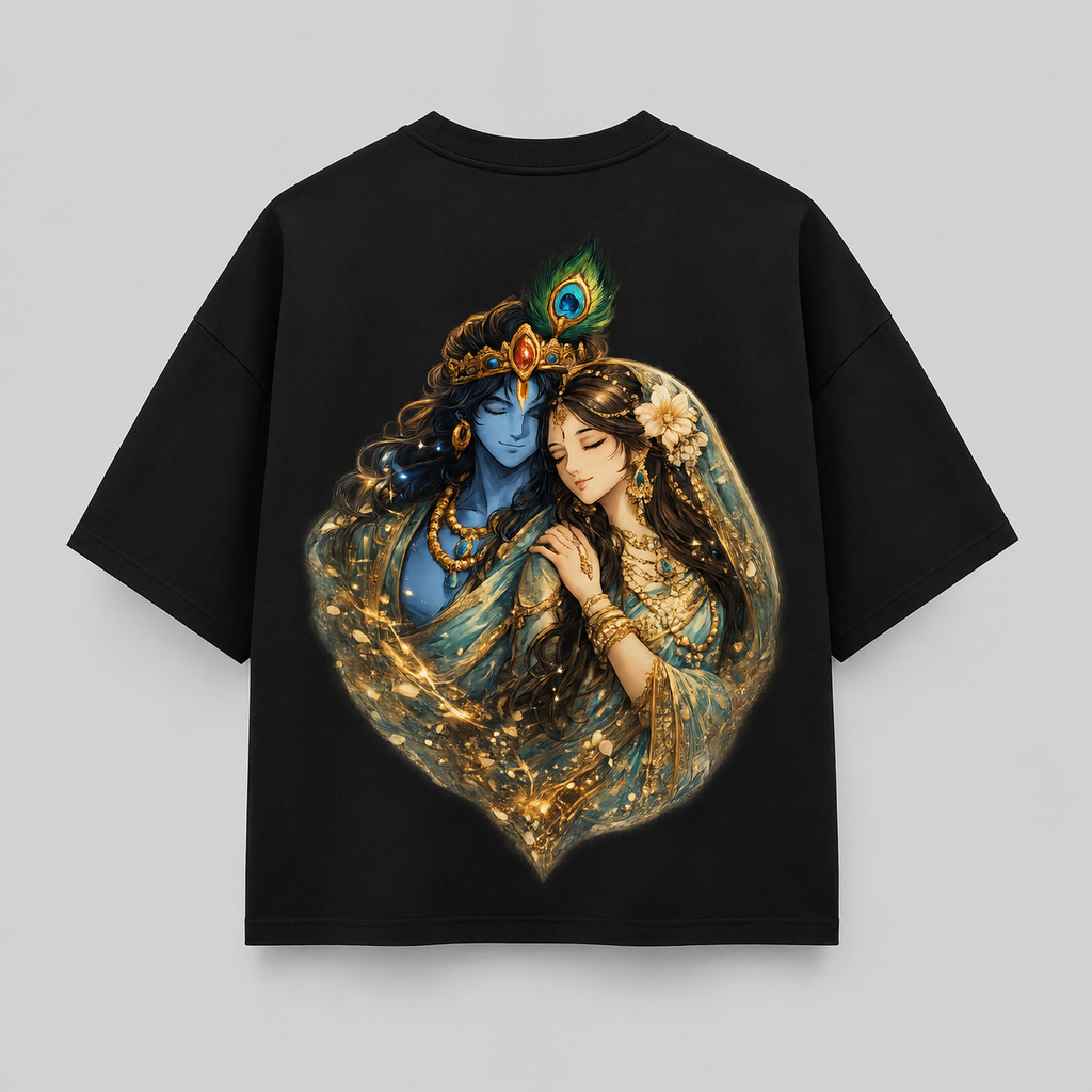 Radha Krishna Divine Love Oversized T-Shirt