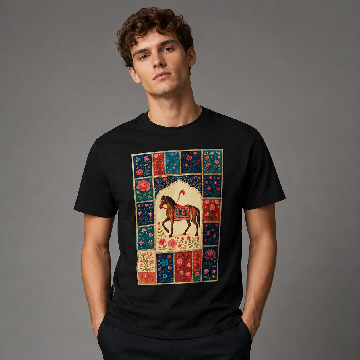 Royal Heritage Horse Graphic T-Shirt | Premium Artistic Black Tee