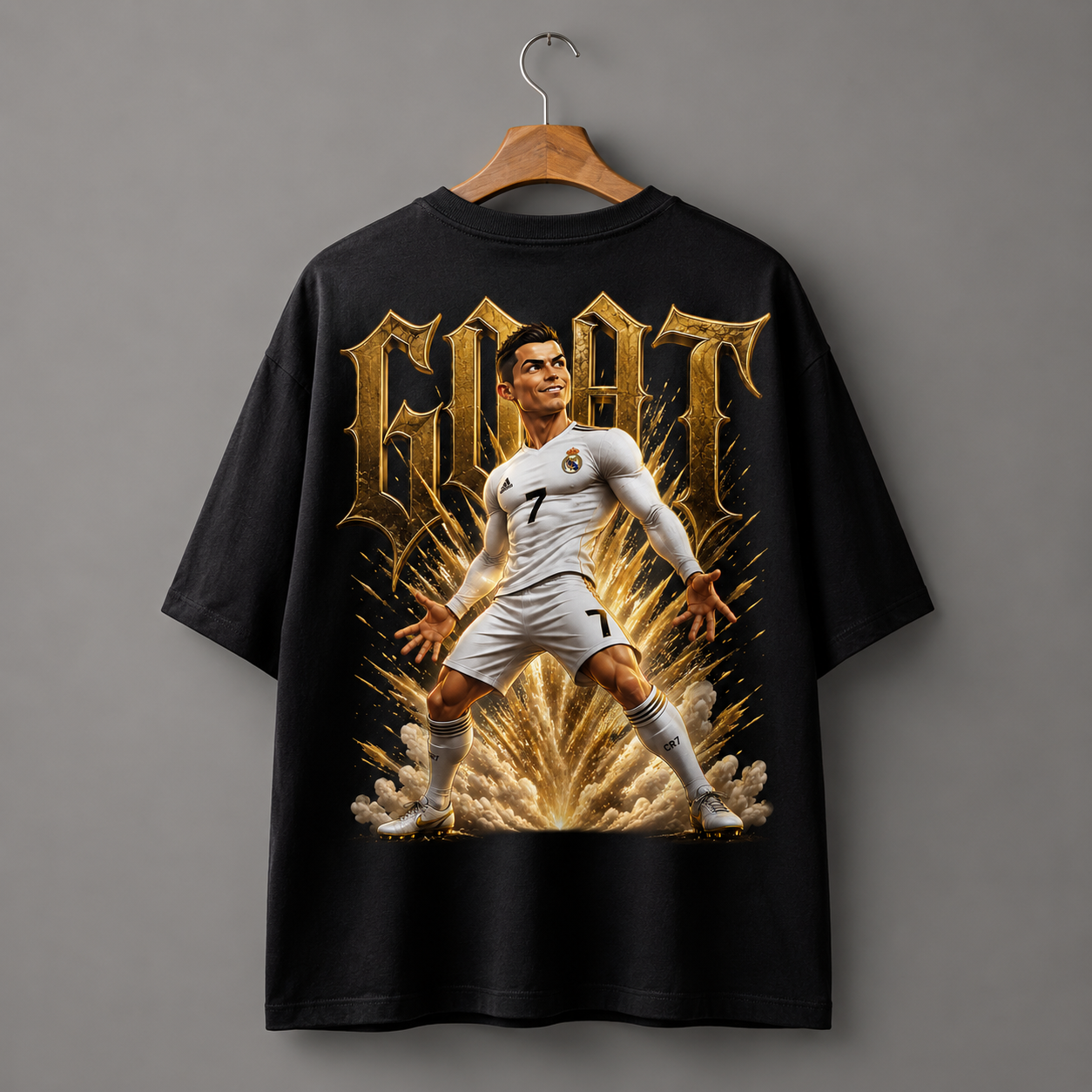 Oversized Black GOAT Football Graphic T-Shirt | Premium Streetwear Tee