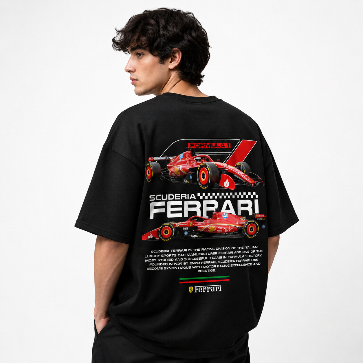 Scuderia Ferrari Formula Racing Oversized Graphic T-Shirt