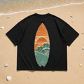 Vintage Surfboard Graphic Oversized Black T-Shirt
