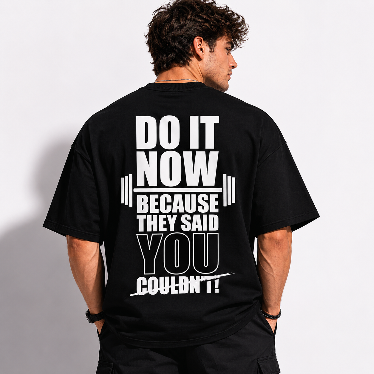 Do It Now Oversized Motivational T-Shirt | Premium Black Gym &amp; Streetwear Tee