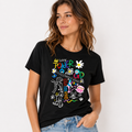 Creative Chaos Graphic T-Shirt for Women | Artistic Doodle Print Black Tee