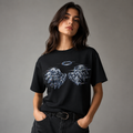 Celestial Wings Graphic Black T-Shirt