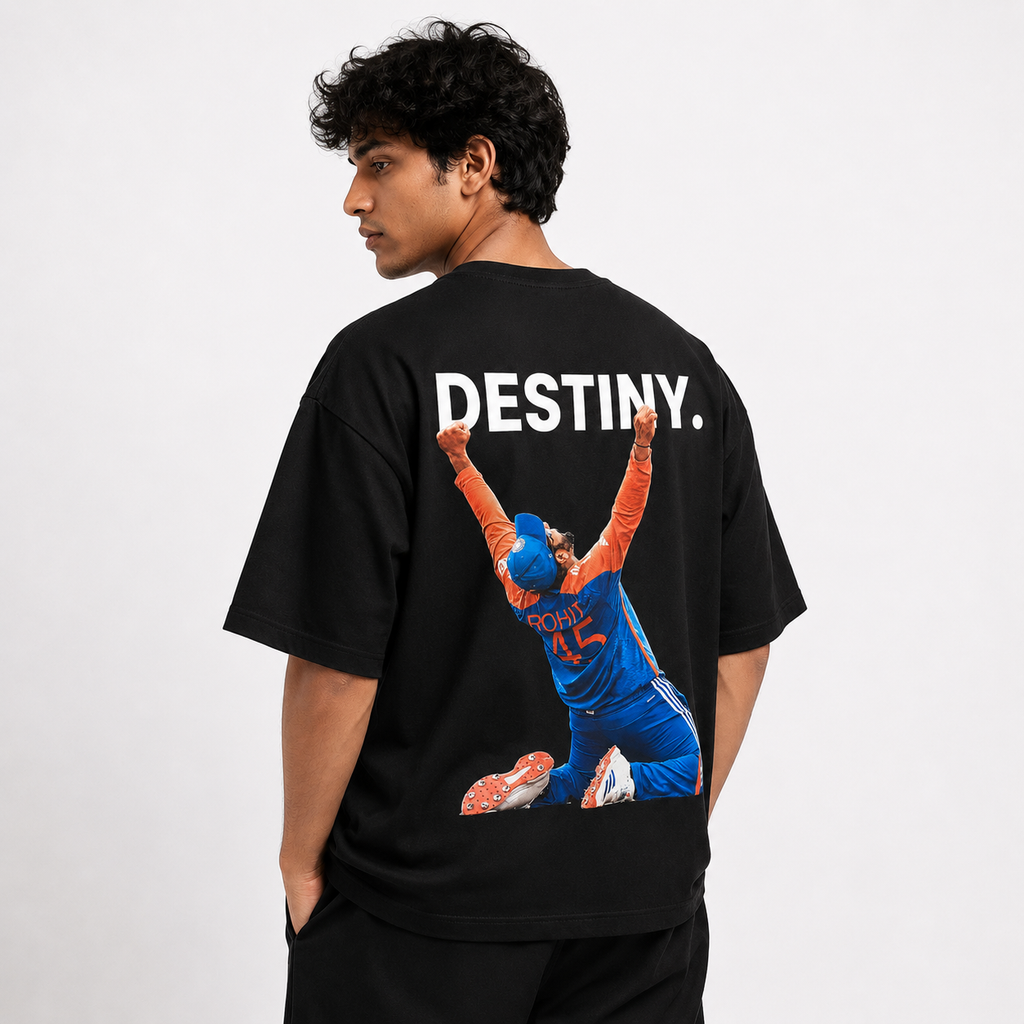 Rohit Sharma "Destiny" Oversized Graphic T-Shirt