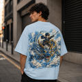Sky Dragon Rider Oversized Anime Graphic T-Shirt – Sky Blue