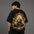 Zen Monk Oversized Graphic T-Shirt – Black