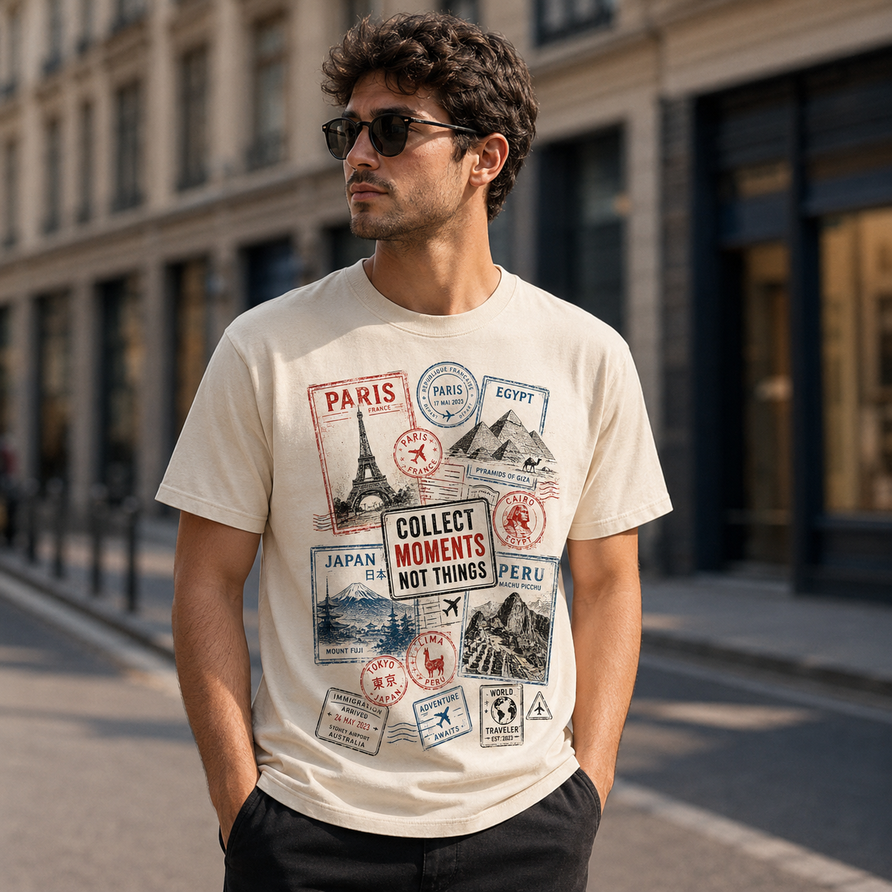 Collect Moments Not Things Travel Graphic T-Shirt – Natural