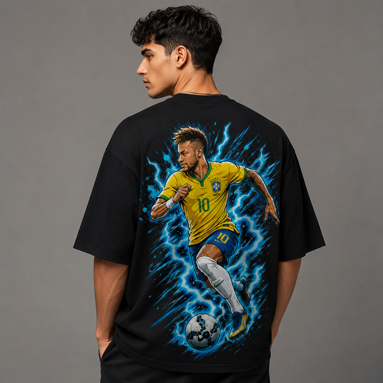 Oversized Black GOAT Football Graphic T-Shirt | Premium Streetwear Tee