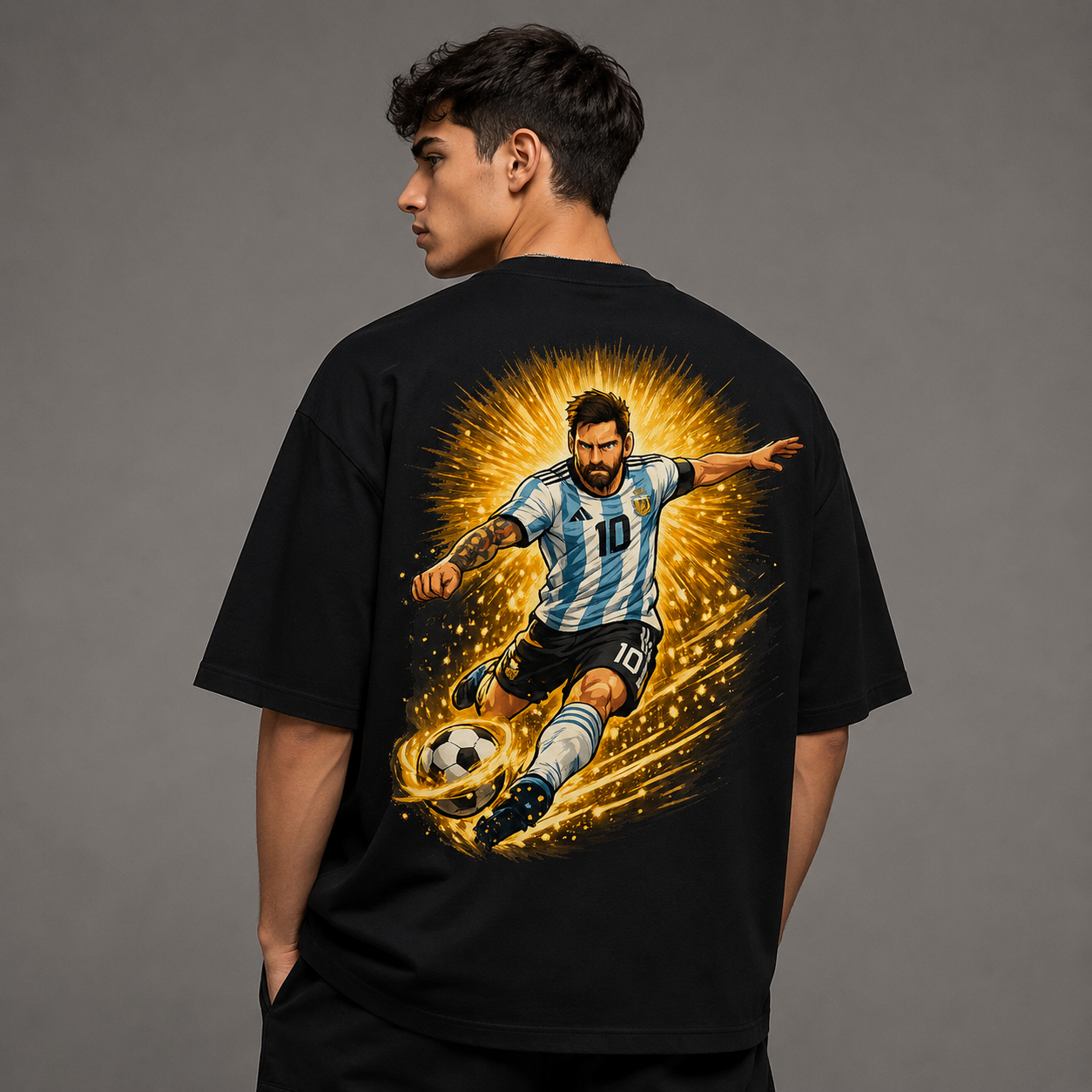 Oversized Black GOAT Football Graphic T-Shirt | Premium Streetwear Tee