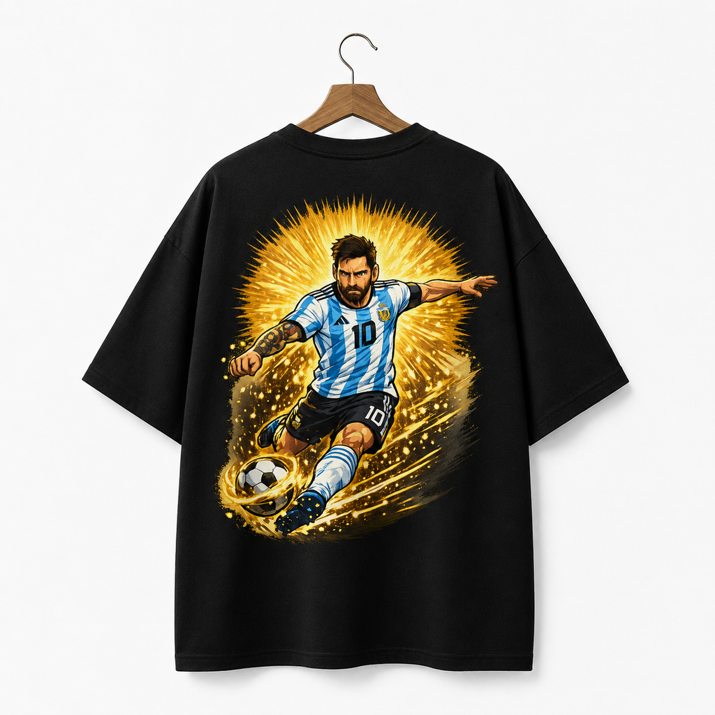 Oversized Black GOAT Football Graphic T-Shirt | Premium Streetwear Tee