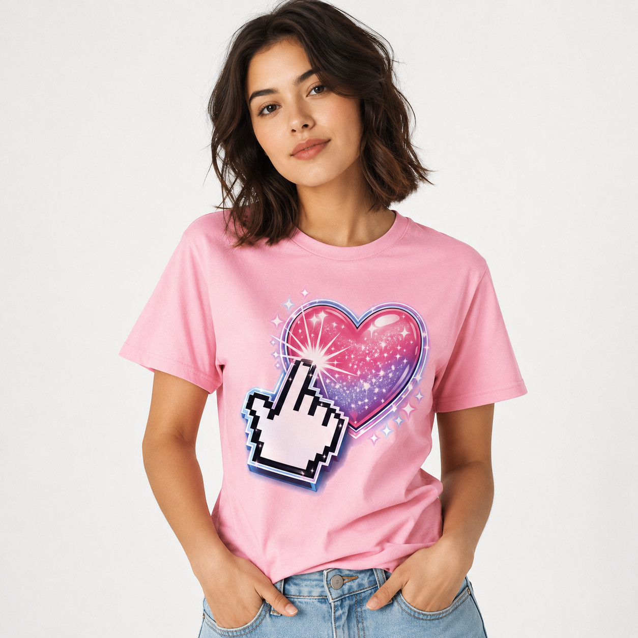 Pixel Heart Graphic Black T-Shirt
