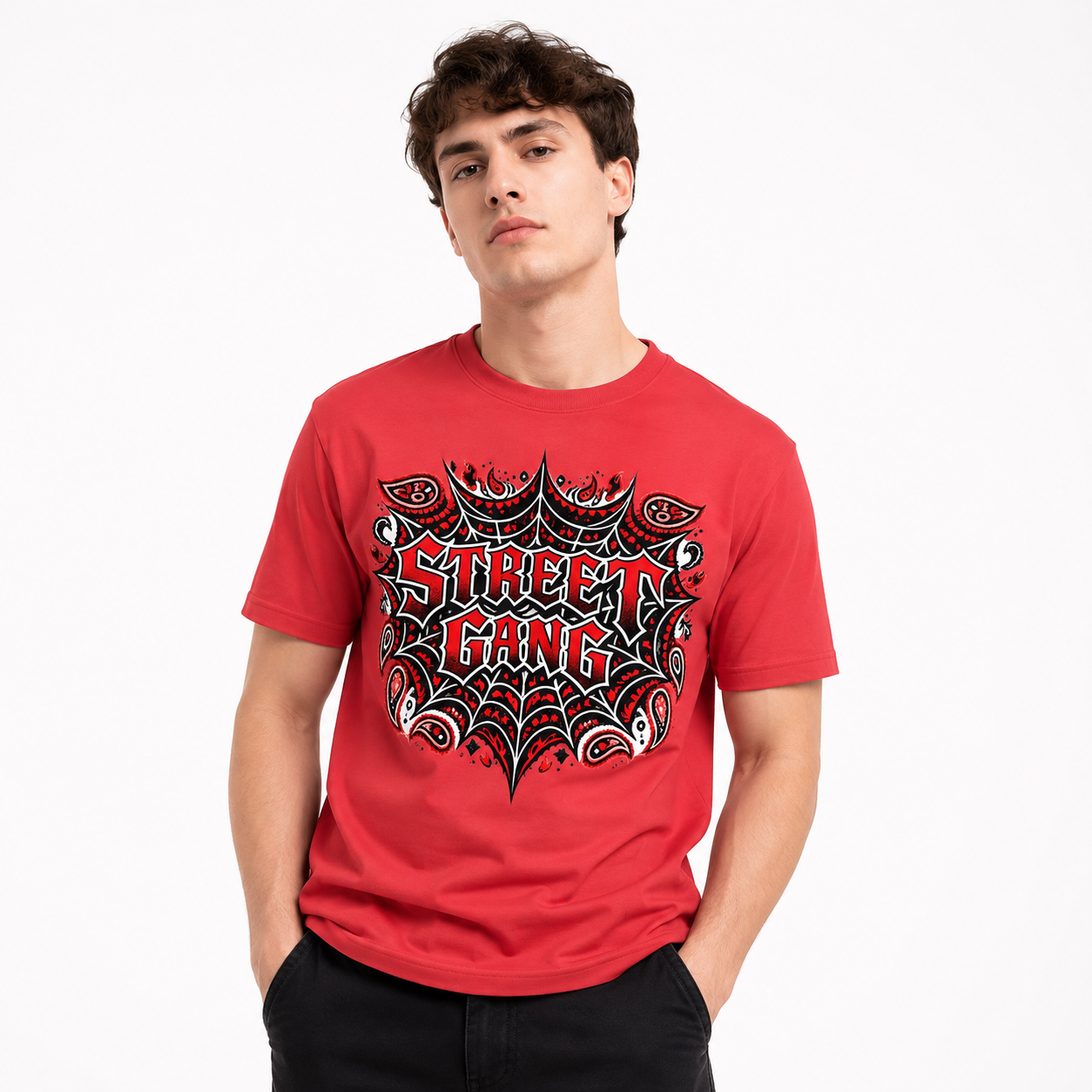 Street Gang Graphic Red T-Shirt