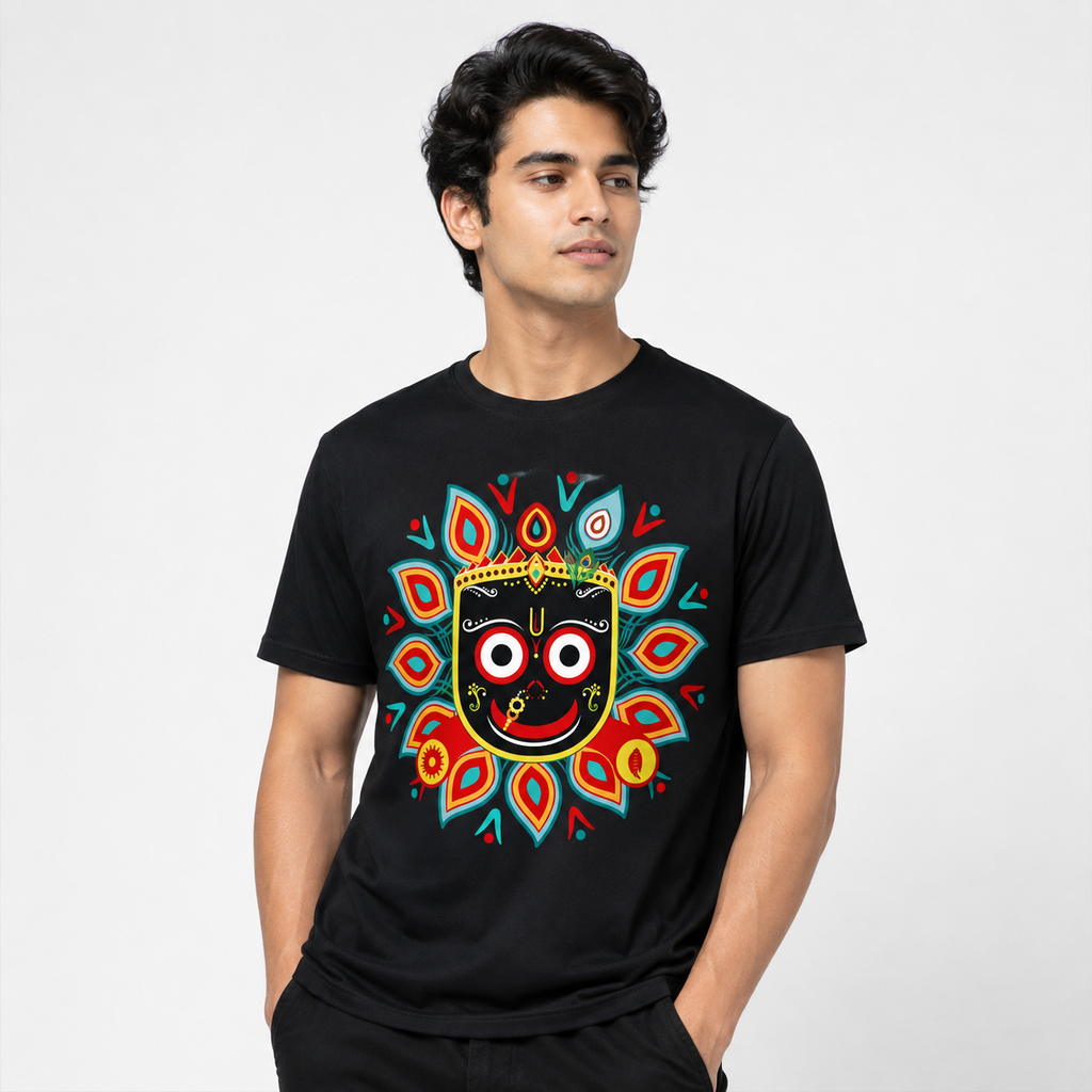 Jagannath Devotional Graphic Black T-Shirt