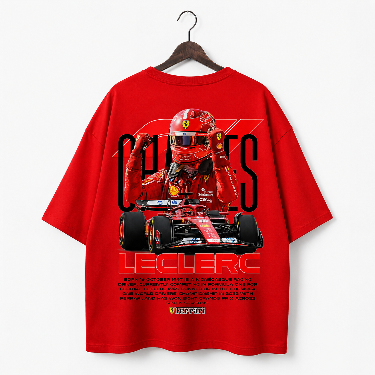 Charles Leclerc Ferrari Graphic Oversized T-Shirt