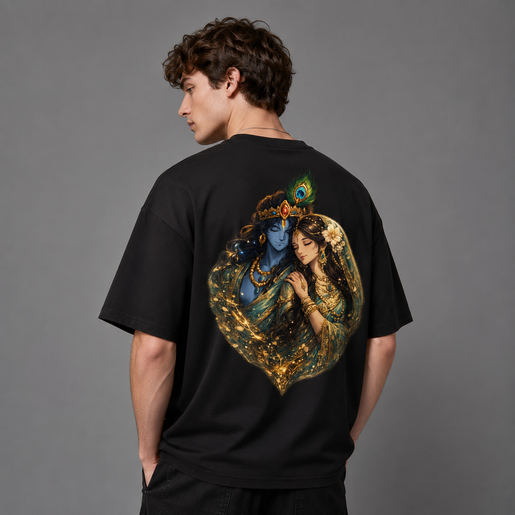 Radha Krishna Divine Love Oversized T-Shirt